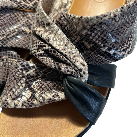 Coral Como Faux Snakeskin and Leather Wedge Sandals Sz 9 - Picture 6 of 14